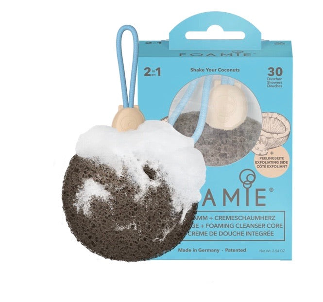 Coconut Exfoliating Shower Sponge with Integrated Cleanser